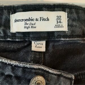 Abercrombie & Fitch Womens Jeans Size 14 32 The Dad High Rise Button Fly Black